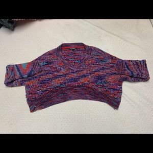 Say What? sweater, red, purple, blue, size L
